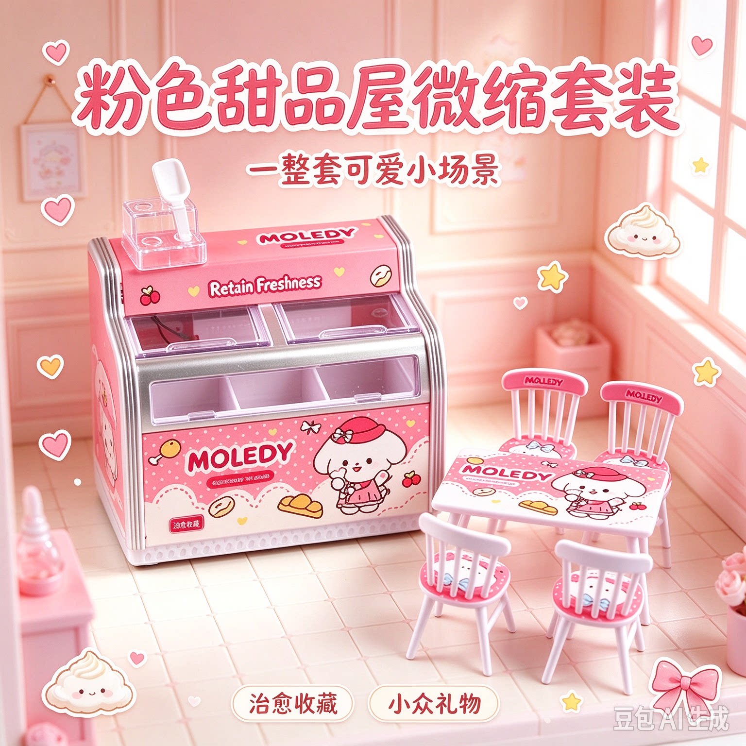 便利店冰箱微缩小冰柜模型摆件场景可爱家居装饰品儿童过家家玩具