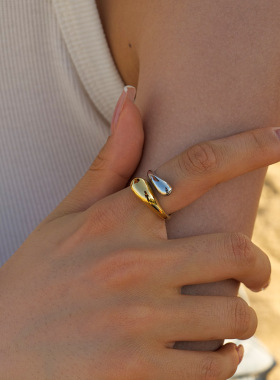 新款时尚钛钢镀金戒指女士创意交叉开口指环食指中指百搭OL风配饰