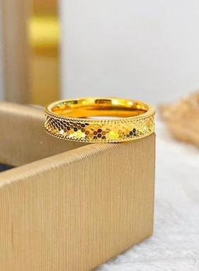 新款中国风闪耀龙鳞戒指钛钢镀18K金指环百搭女款食戒新中式轻奢