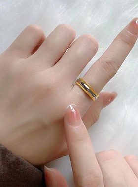 金银双色闺蜜戒指指环女