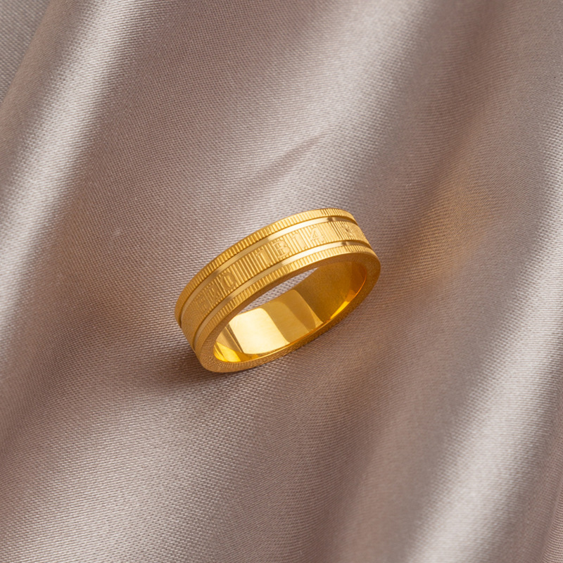 一生一世钛钢金色戒指