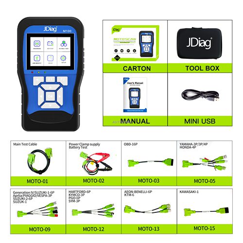 JDiag M100 Motorcycle Diagnostic Scanner for Honda/Yamaha...