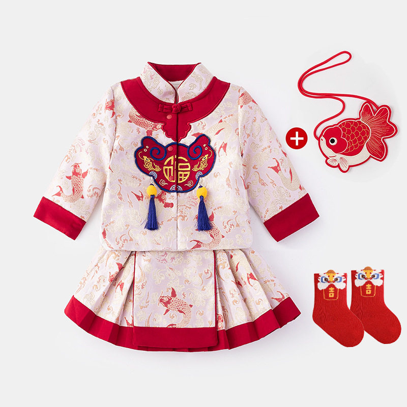抓周一周岁宴女宝宝礼服套装