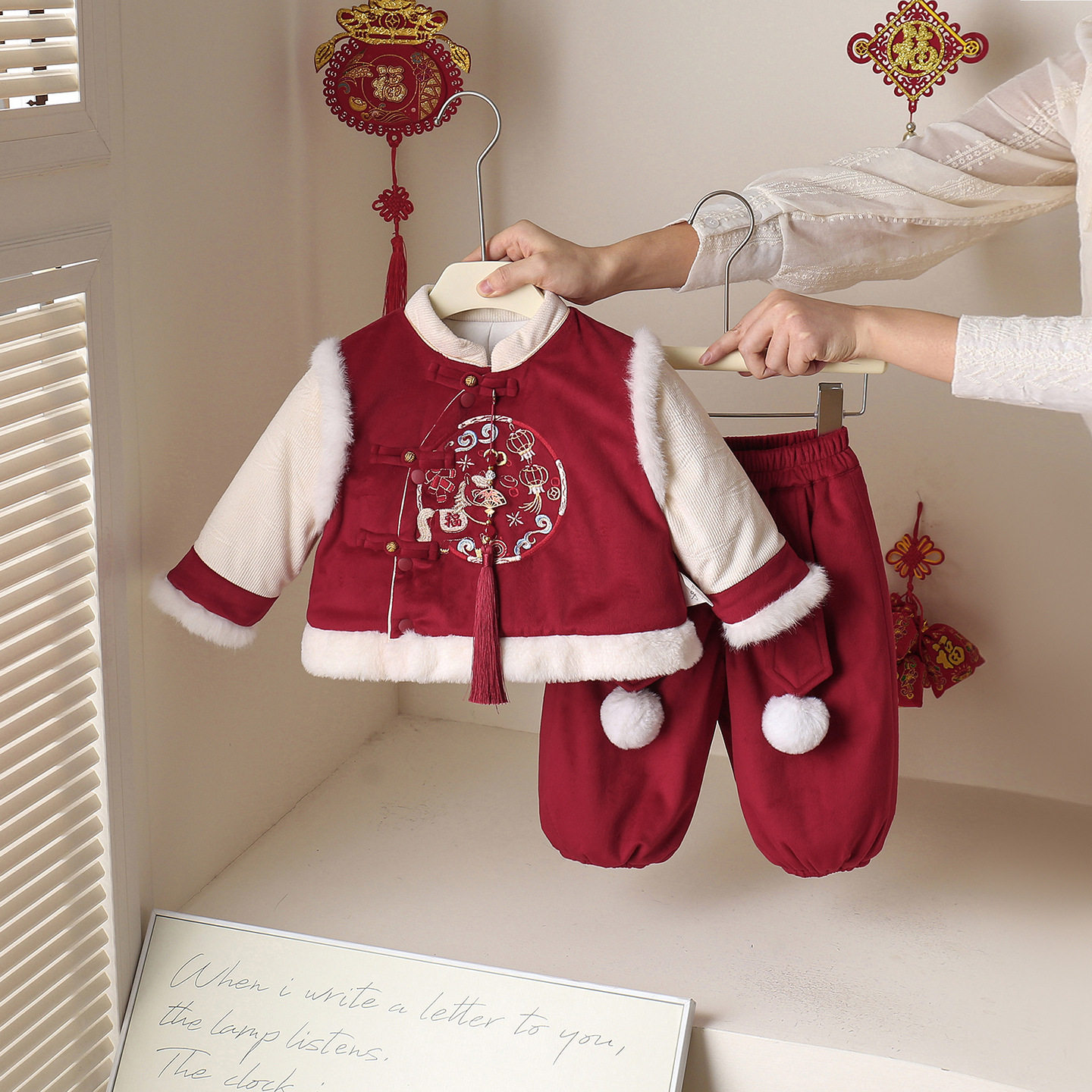 男宝宝中国风过年服周岁拜年服儿童冬装生日礼服套装婴幼童两件套