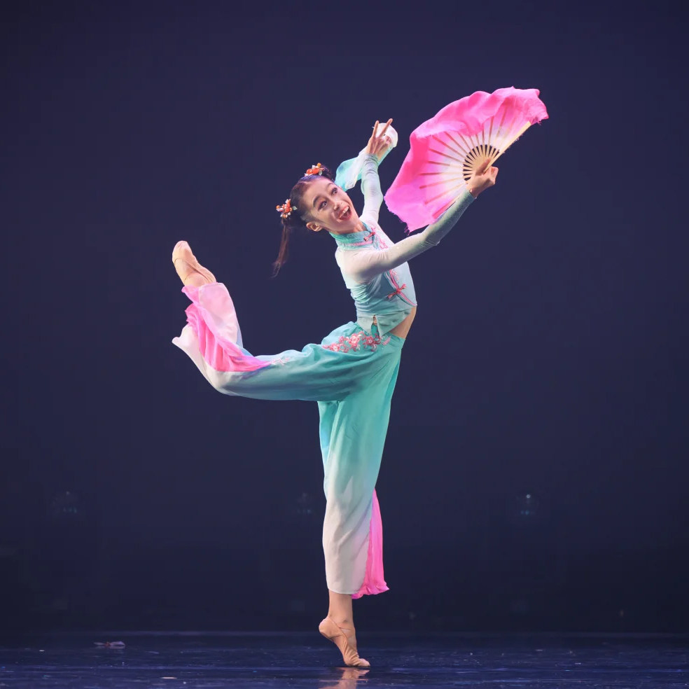 新款中国舞飘逸扇子舞演出服女