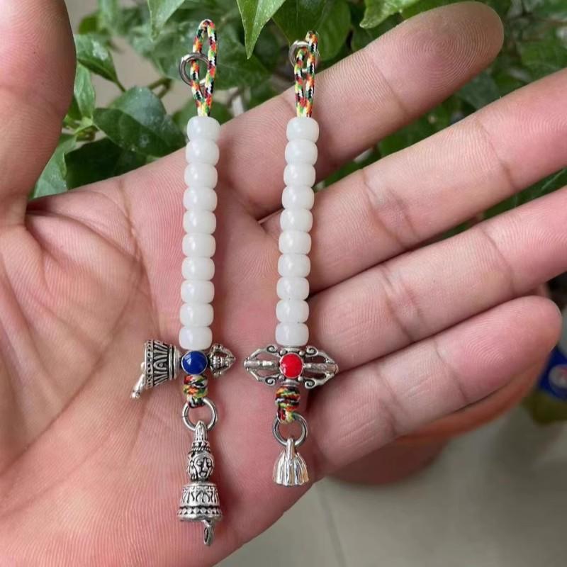 藏银计数侧挂小号铃杵流苏藏式卡子diy饰品108颗棉绳文玩手串配饰