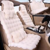 新款 兔羊毛绒保暖加厚云朵毛绒车载座垫泡泡绒大连体 汽车坐垫冬季