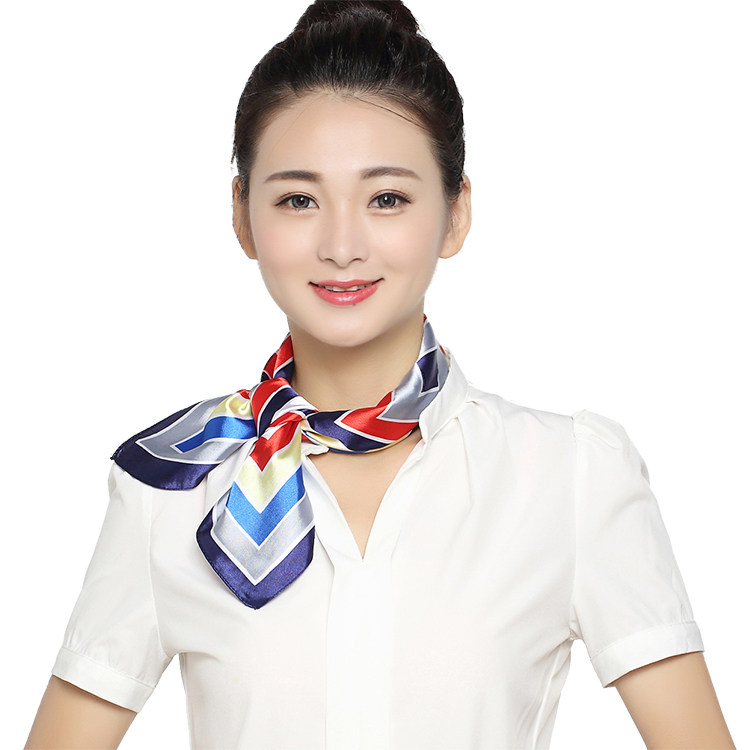 灰色方框银行空姐酒店移动礼仪工作服职业装小方巾丝巾女春秋韩版
