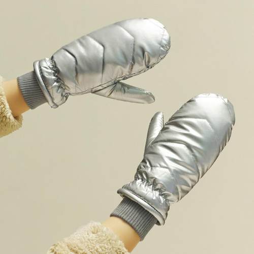 女士手套羽绒棉手套包指冬季保暖手套韩版潮加绒加厚防水防滑御寒