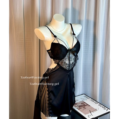 睡衣女性感冰丝绸蕾丝睡裙夏季