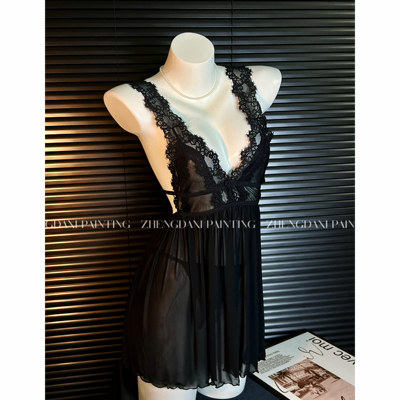 Painting girl 甜软姐姐·性感睡衣女吊带蕾丝透明露背纱纯欲睡裙