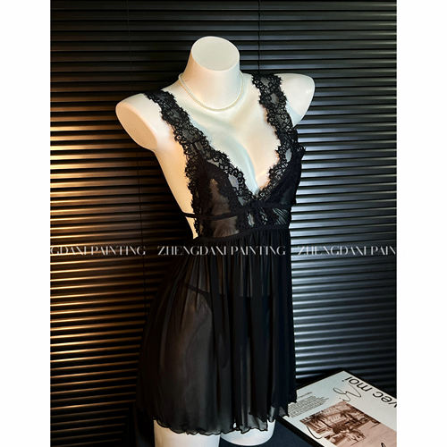 Painting girl 甜软姐姐·性感睡衣女吊带蕾丝透明露背纱纯欲睡裙
