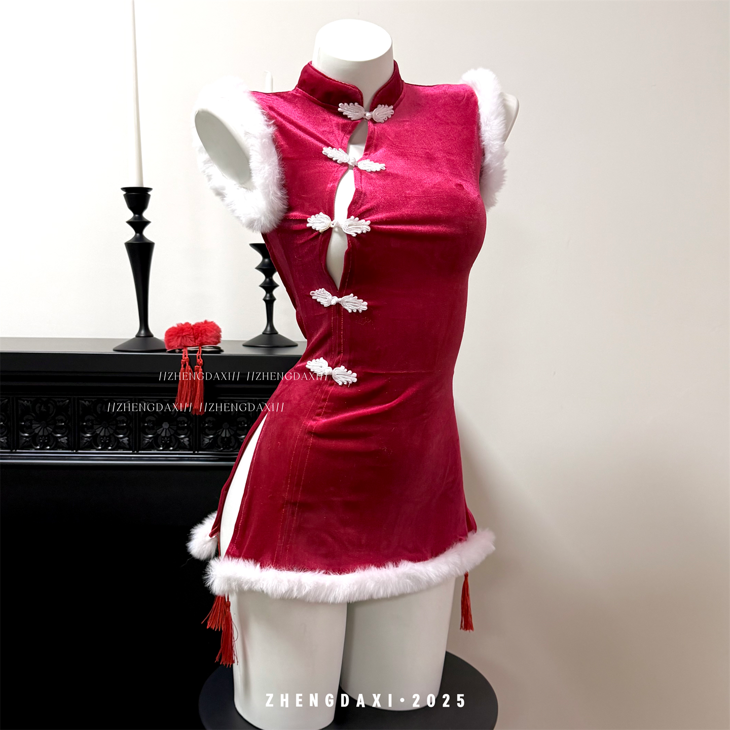 郑大嘻~新中式性感cos新年旗袍绑带包臀短裙纯欲角色扮演制服装女