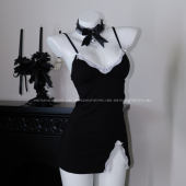 高级感纯欲风 纯欲睡衣睡裙v领修身 郑大嘻 性感蕾丝吊带裙开叉夏季