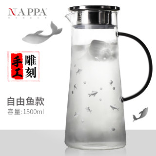 nappa欧式手工雕花冷水壶烧水玻璃 耐高温家用果汁柠檬凉水壶倒水