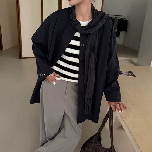 6UP秋冬韩版老钱风衣外套女13行新款立领高级感通勤休闲穿搭61178