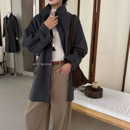6UP早秋韩版小钱风衣外套女13行新款立领高级感通勤休闲穿搭61099