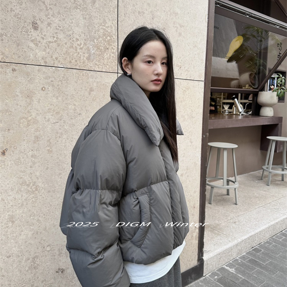 DIGM-冬上新韩版简约百搭立领设计蓬松轻暖保暖羽绒服外套A16049