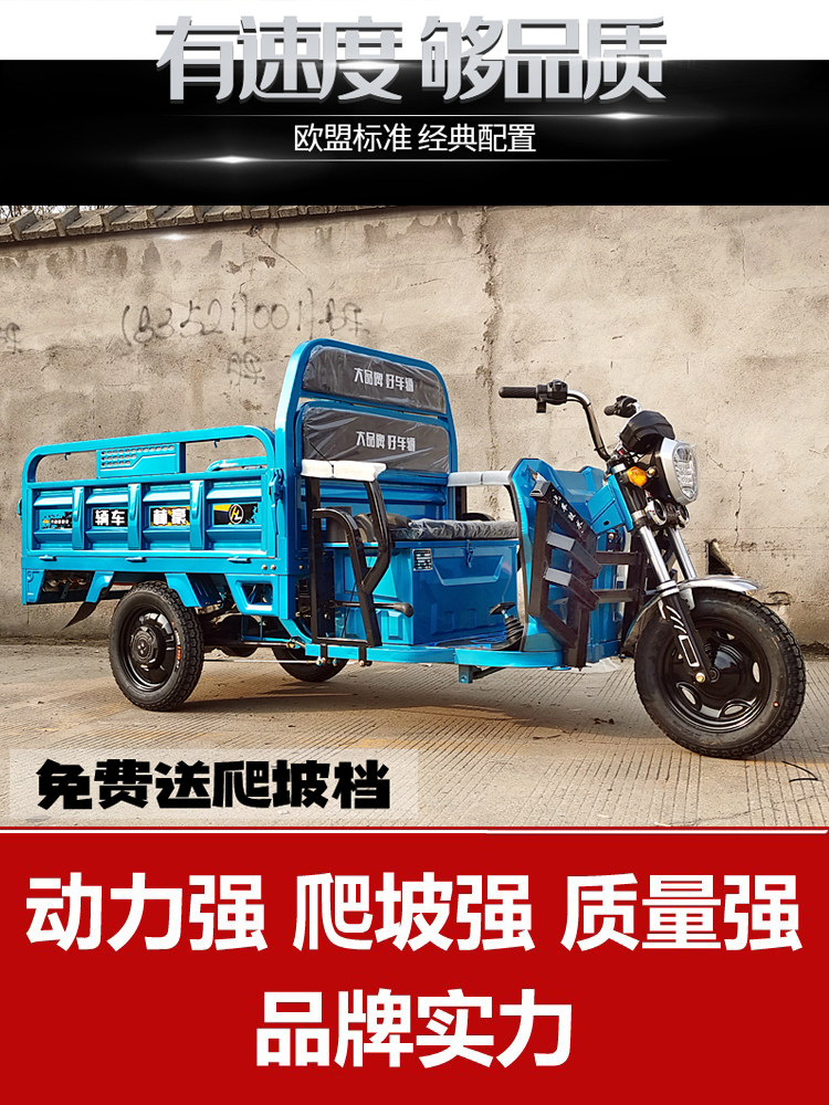 新款重型载重爬坡王农用快递电动三轮车大功率型家用拉货电瓶三轮