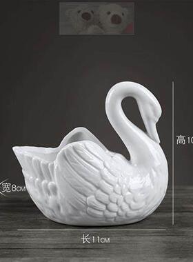 北欧家居简约天鹅陶瓷摆件客厅桌面饰品烛台花器盆鱼缸装饰小摆设