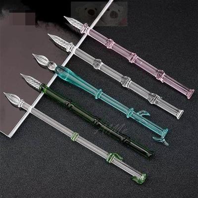 竹节玻璃笔蘸水笔玉竹蘸墨水晶笔金粉墨水竹子玻璃沾水笔学生套装