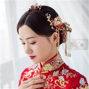 汉服头饰新娘秀禾服简约凤钗凤冠发饰结婚敬酒服女中式2026年新款