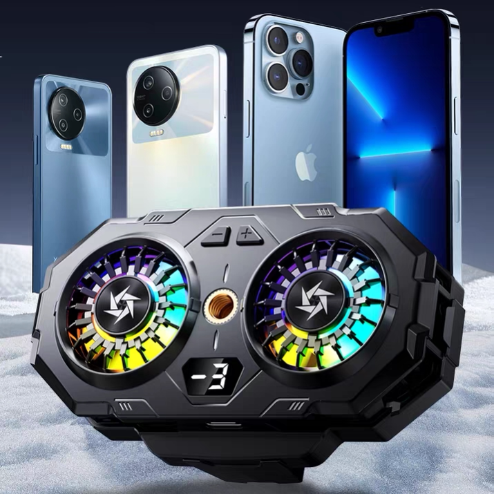 直播专用手机散热器静音双风扇背夹一体半导体制冷降温神器