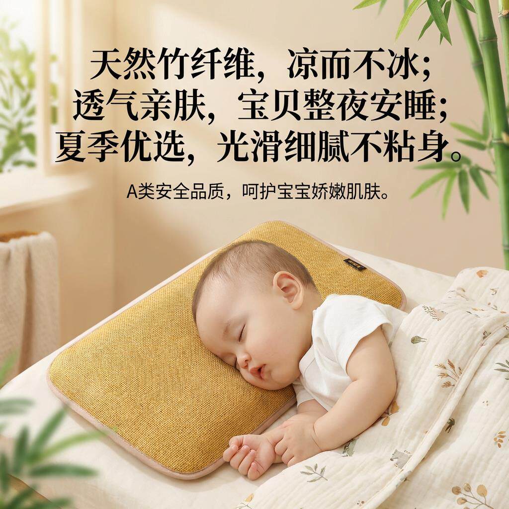儿童款枕头套夏天冰丝枕垫凉席枕皮幼儿园宝宝凉枕藤席枕套枕片