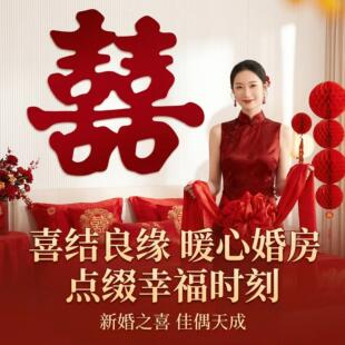 结婚布置婚房装饰2026新款超大喜字高级感男女方新房布景专用囍字