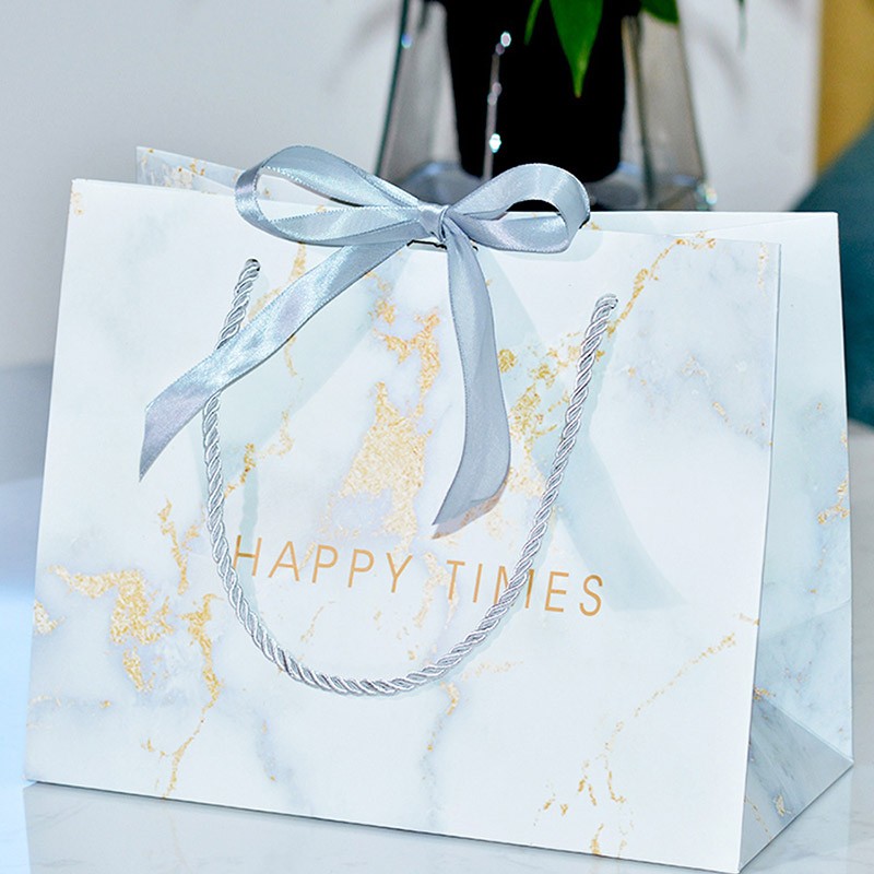 ins风礼品袋大理石纹包装袋节日礼物袋婚庆喜糖袋定制纸袋大号