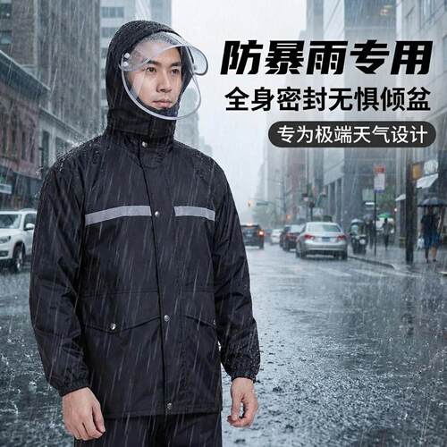 雨衣电动车人车分离男女成人外穿加厚加大全身防暴雨分体式雨衣裤