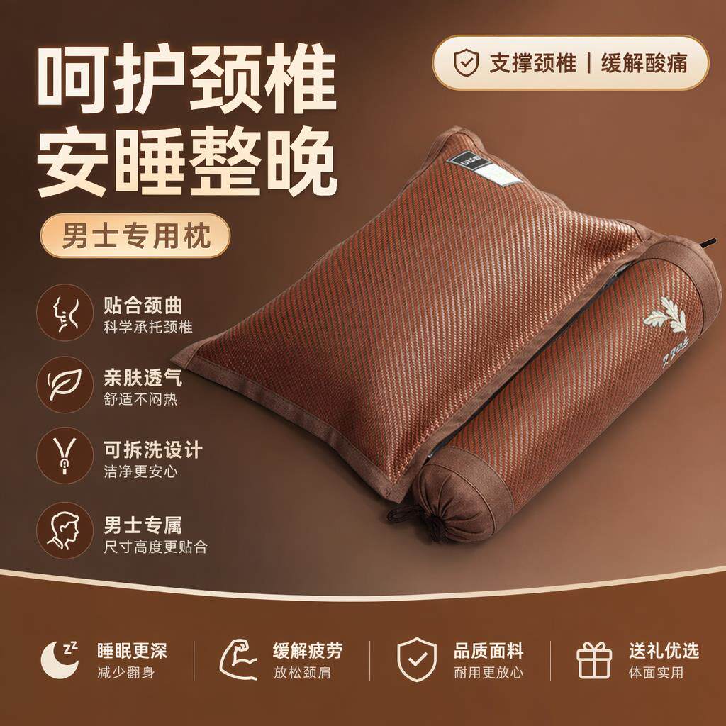 枕头男士专用套装一对护颈睡觉专用成人荞麦高质量睡眠夏凉枕艾草