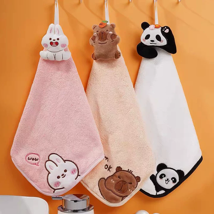 卡通卡皮巴拉擦手巾挂式可爱家用儿童手帕卫生间厨房抹布厚款吸水,家庭/个人清洁工具,厨房擦手巾,淘宝优惠券,粉丝福利购,淘宝优惠卷