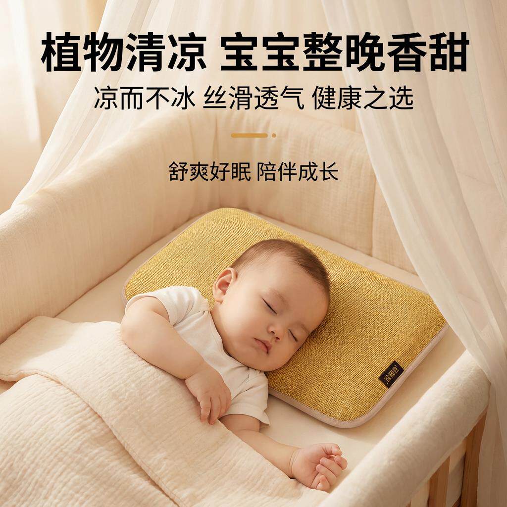儿童款枕头套夏天冰丝枕垫凉席枕皮幼儿园宝宝凉枕藤席枕套枕片