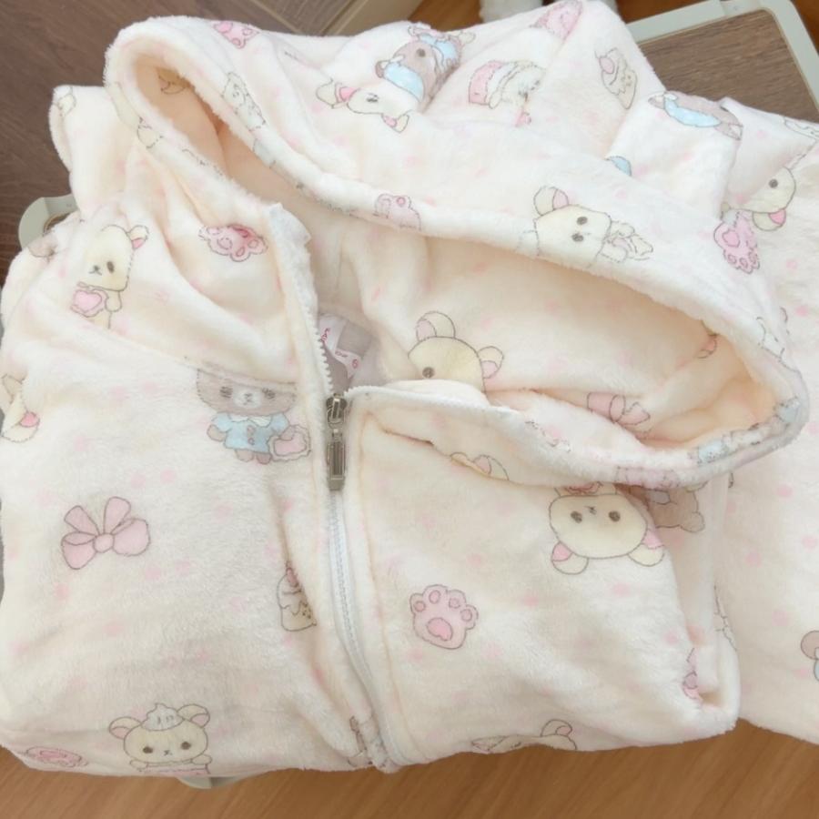 甜点轻松熊连帽拉链睡衣女秋冬新款法兰绒保暖长袖长裤少女家居服
