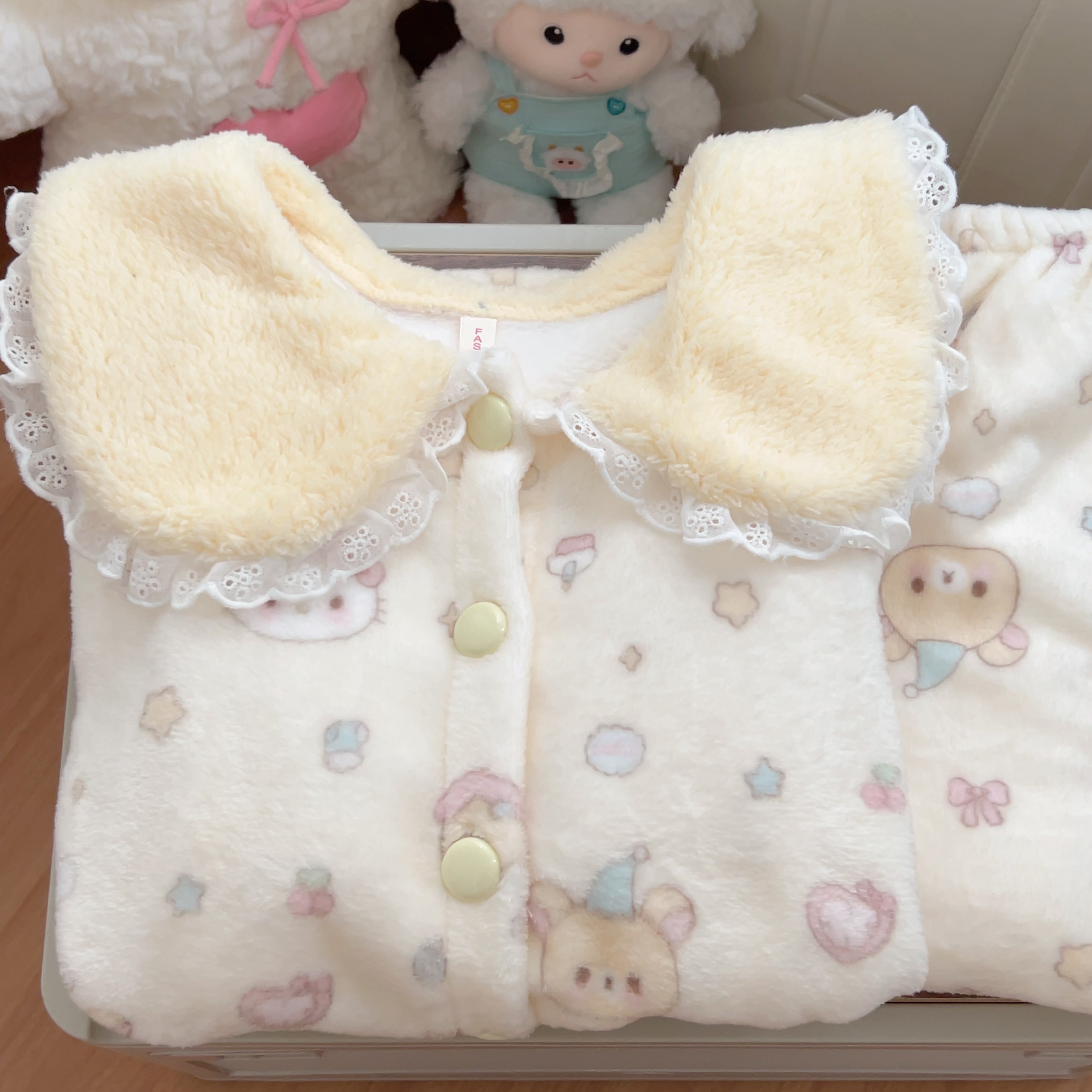 卡通可爱轻松熊法兰绒睡衣女