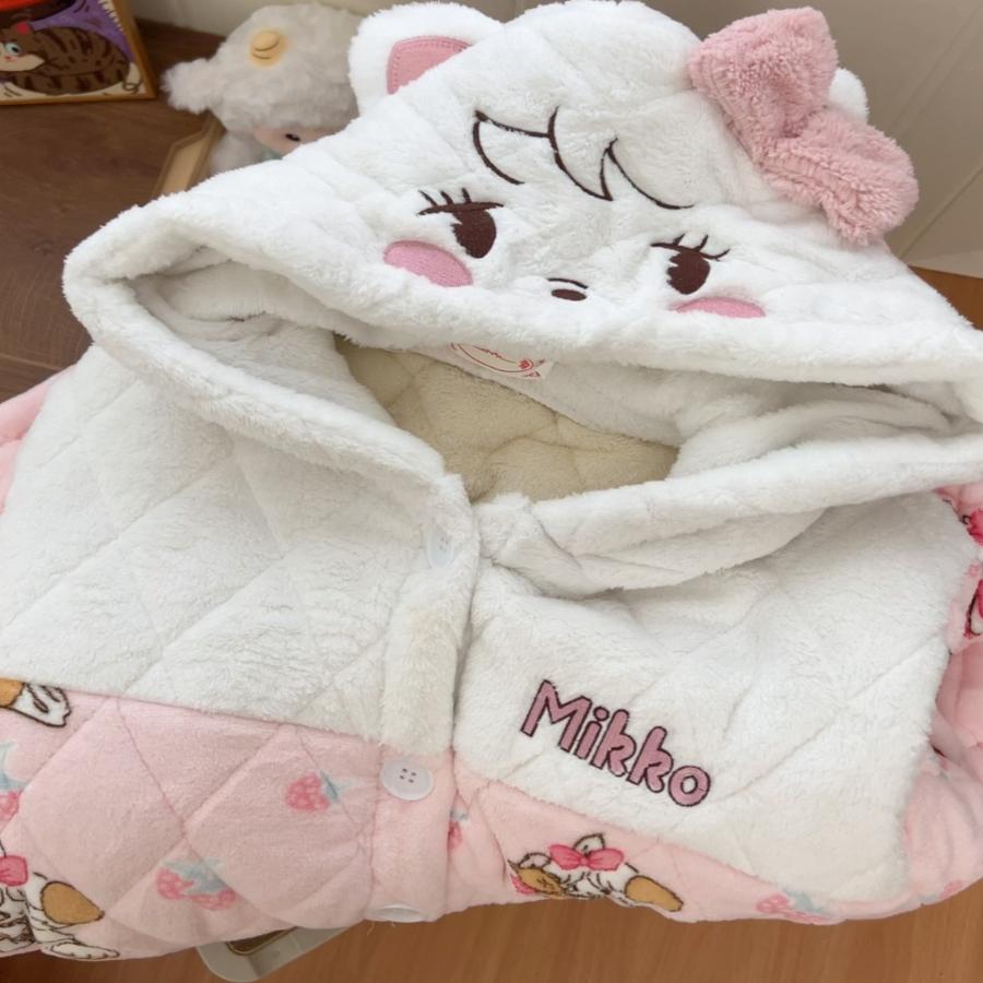 家居服女三层夹棉可爱卡通睡衣