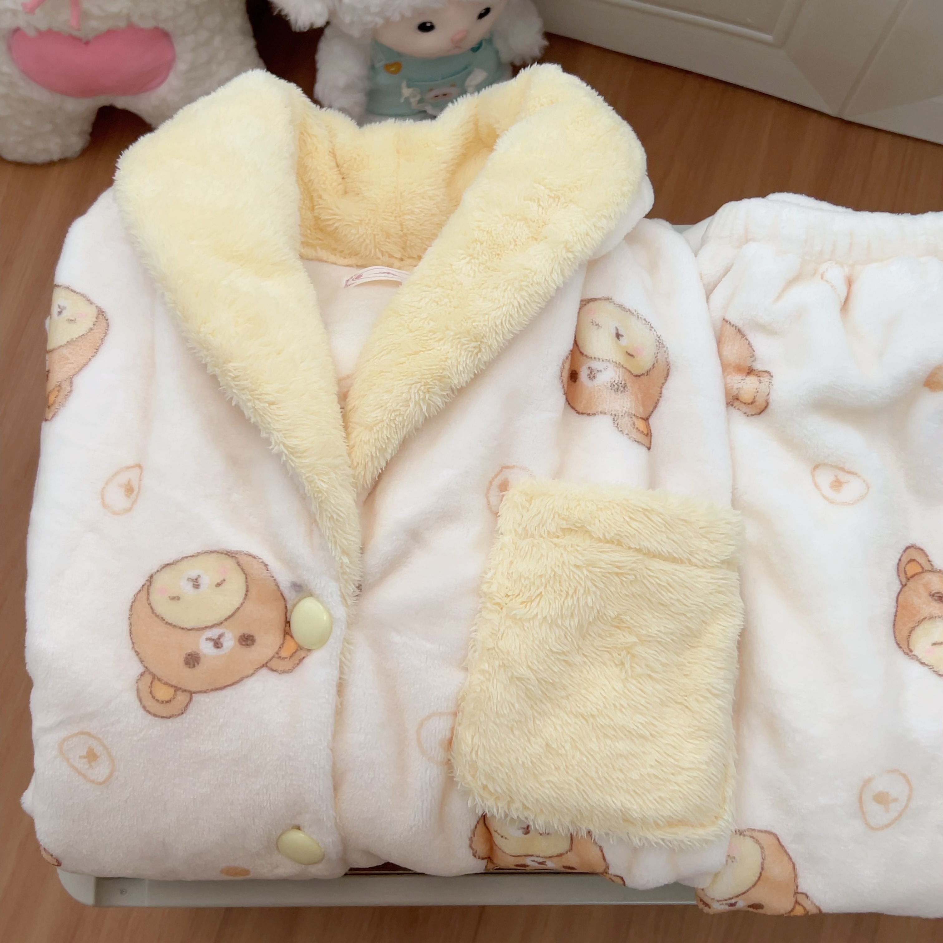 卡通可爱轻松熊加绒加厚睡衣女