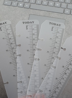 A5活页本透明书签尺A6磨砂TODAY尺子创意活页孔PVC隔页尺4孔A4活页笔记本配件B5快速翻页尺Quick Page Finder