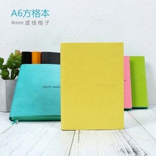 A6方格手帐网格记事本虚线小本子软面好纸小号精美手账可定制LOGO 仿皮软面小清新随身便携笔记本 订做名字