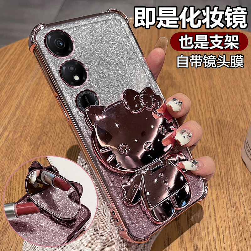 创意KT猫◆化妆镜支架◆带镜头膜◆裸机手感