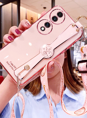 适用华为荣耀70手机壳honor腕带保护硅胶套FNE一AN00斜挎挂绳ANOO全包防摔FNEANOO软壳可背带七十女新款妈妈