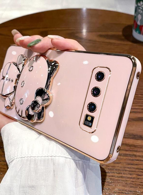 适用三星S10手机壳S10十保护硅胶套G9730全包防摔G9750软壳s外壳galaxy带镜子plus可爱s1o女潮创意个性支架卡