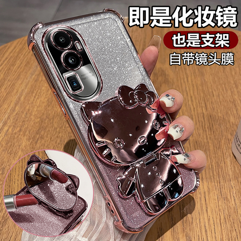 适用opporeno10手机壳reno10pro十保护oppo硅胶套5G带镜头膜全包PHW110防摔加por透明软PHU女PHV支架镜子105g