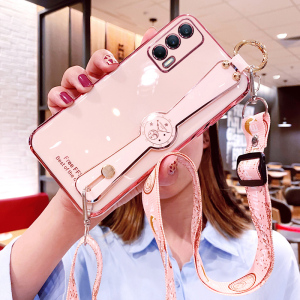 适用realmeV15手机壳realme真我V15保护5G硅胶套RMX3092腕带斜挎挂绳oppo全包防摔软壳opporealmev155g女潮op