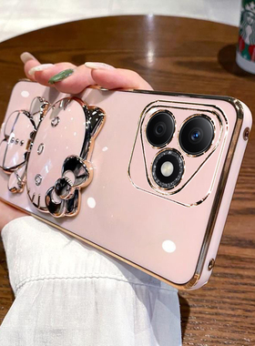 适用华为荣耀X60i手机壳honorx60i保护硅胶套LYN一AN00全包防摔软壳honor女LYNAN新款ANOO带镜子支架可爱卡通