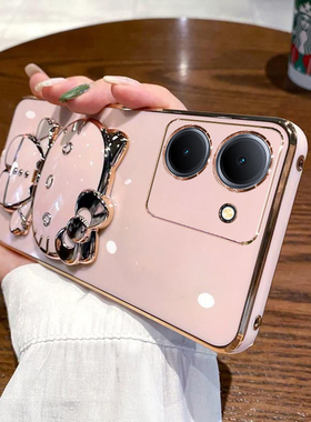 适用vivoy77t手机壳vivo保护y77t硅胶套5G全包防摔V2278A软壳voviy带镜子支架vovoy女viviy卡通t5g新款可爱丫