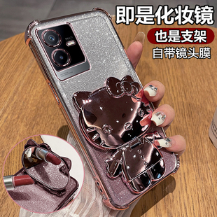 适用vivoy73t手机壳vivo保护y52t硅胶套y55t全包y53t防摔透明voy软壳V2164PA带支架镜子女丫t5g新款有一可爱v