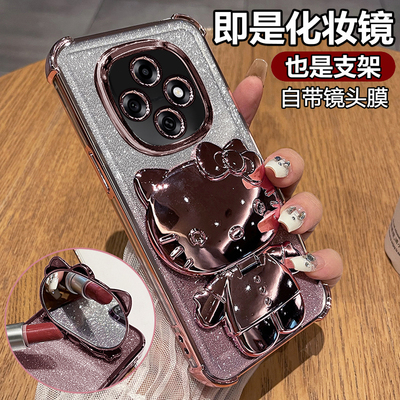 适用oppoA6pro闪粉镜子支架猫壳