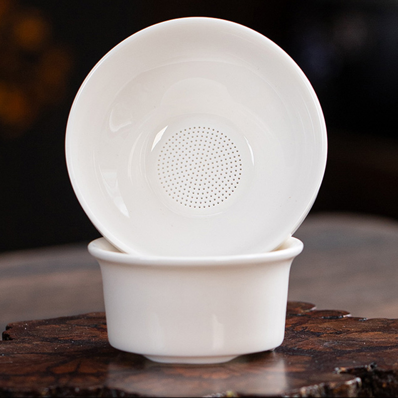 茶漏茶滤羊脂玉白瓷全陶瓷一体茶叶过滤网泡茶器茶隔茶具配件细密